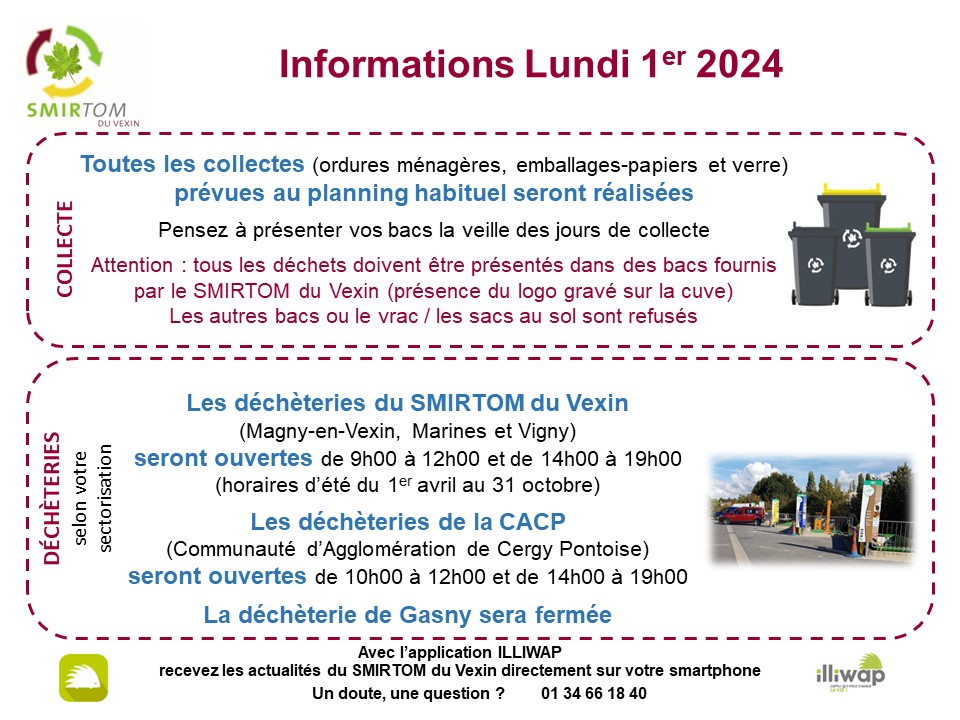 Informations collecte & déchèteries 1er avril 2024
