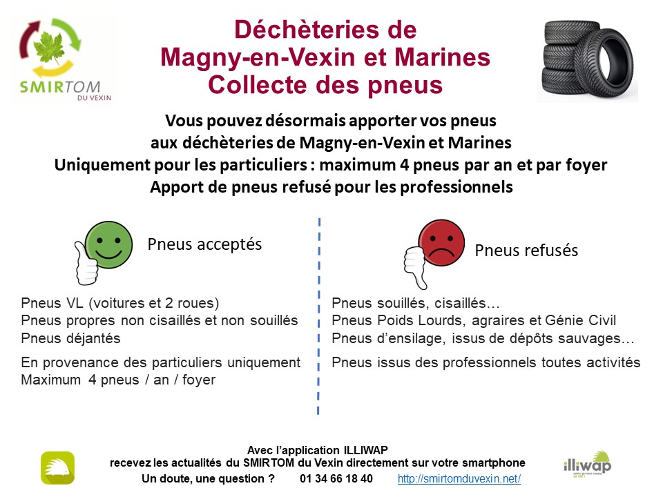 Mise en place de la collecte des pneus : déchèteries Magny & Marines