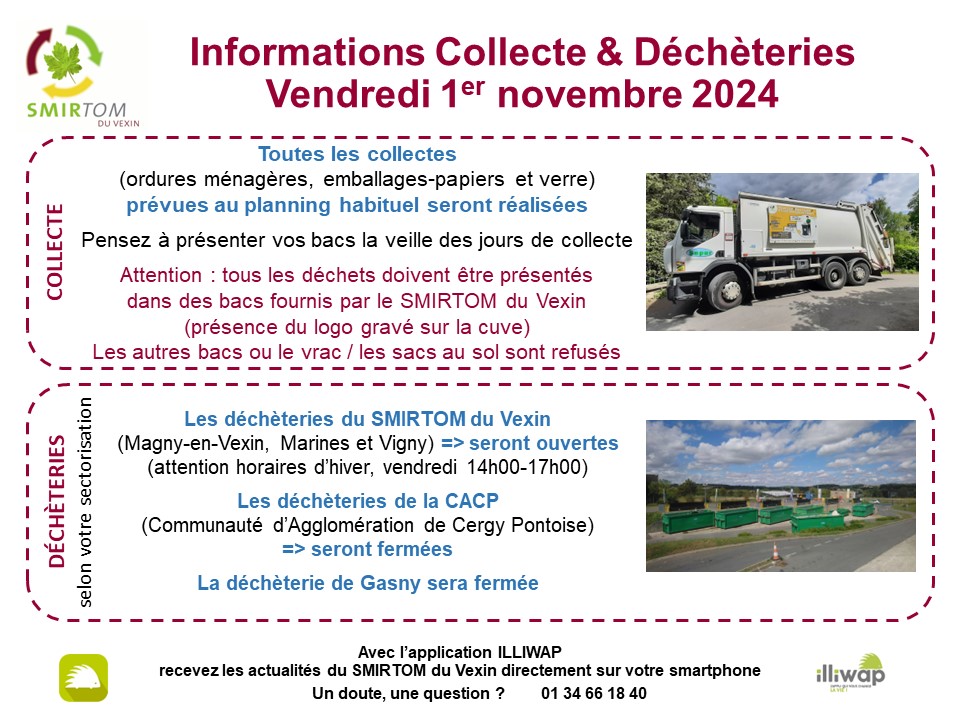 Information collecte & déchèteries 1er novembre 2024